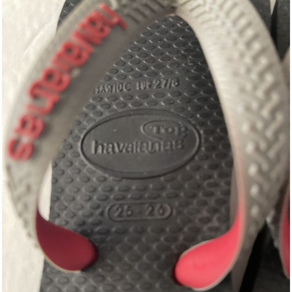Havaianas Flip Flops Baby Infant Toddler 9 10 Grey Red Sandal Thongs New Boys - Picture 2 of 3
